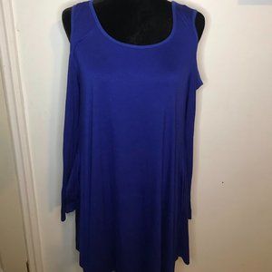 blue cold shoulder dress w/pockets